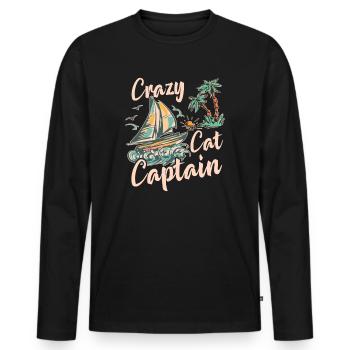 Crazy Catamaran Captain Sailing Sailor - Men's Premium Organic Long Sleeve Shirt - black - Front - Nico (187cm)