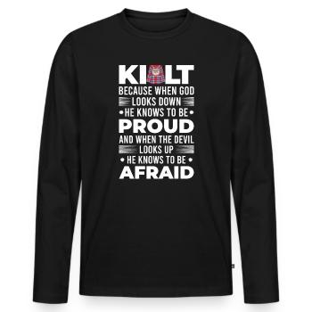 Kilt écossais disant jupe écossaise Écosse - T-shirt manches longues Premium bio Homme - noir - Devant - Nico (187cm)