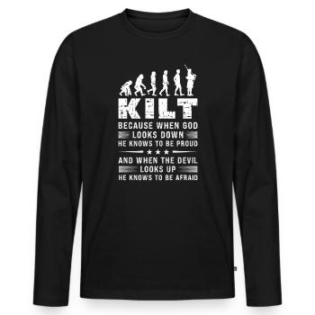 Kilt écossais disant jupe écossaise Écosse - T-shirt manches longues Premium bio Homme - noir - Devant - Nico (187cm)