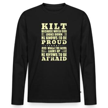 Kilt écossais disant jupe écossaise Écosse - T-shirt manches longues Premium bio Homme - noir - Devant - Nico (187cm)