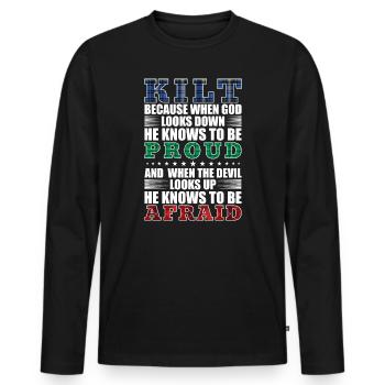 Kilt écossais disant jupe écossaise Écosse - T-shirt manches longues Premium bio Homme - noir - Devant - Nico (187cm)