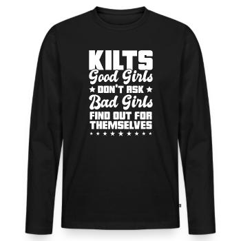 Kilt écossais disant jupe écossaise Écosse - T-shirt manches longues Premium bio Homme - noir - Devant - Nico (187cm)