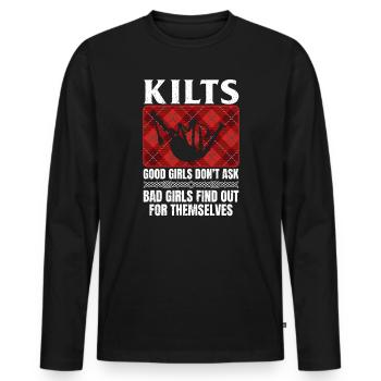 Kilt écossais disant jupe écossaise Écosse - T-shirt manches longues Premium bio Homme - noir - Devant - Nico (187cm)