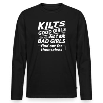 Kilt écossais disant jupe écossaise Écosse - T-shirt manches longues Premium bio Homme - noir - Devant - Nico (187cm)
