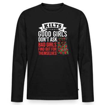 Kilt écossais disant jupe écossaise Écosse - T-shirt manches longues Premium bio Homme - noir - Devant - Nico (187cm)