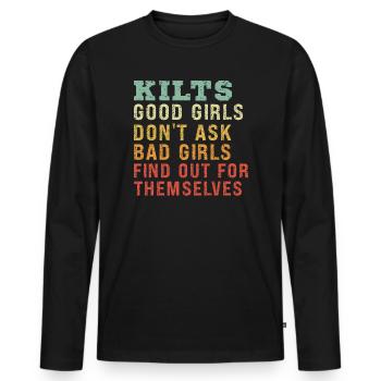 Scottish Kilt Saying Scottish Skirt Scotland - Men's Premium Organic Long Sleeve Shirt - black - Front - Nico (187cm)