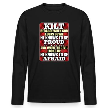 Scottish Kilt Saying Scottish Skirt Scotland - Men's Premium Organic Long Sleeve Shirt - black - Front - Nico (187cm)