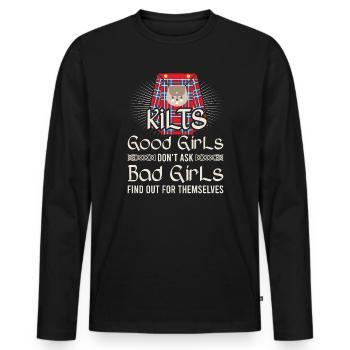 Kilt écossais disant jupe écossaise Écosse - T-shirt manches longues Premium bio Homme - noir - Devant - Nico (187cm)