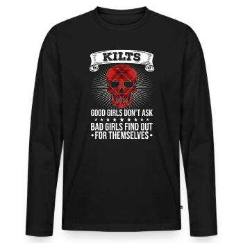 Scottish Kilt Saying Scottish Skirt Scotland - Men's Premium Organic Long Sleeve Shirt - black - Front - Nico (187cm)