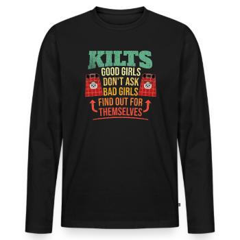 Kilt écossais disant jupe écossaise Écosse - T-shirt manches longues Premium bio Homme - noir - Devant - Nico (187cm)