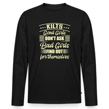 Scottish Kilt Saying Scottish Skirt Scotland - Men's Premium Organic Long Sleeve Shirt - black - Front - Nico (187cm)