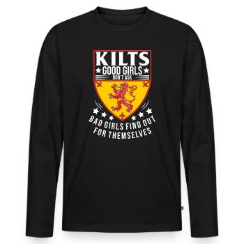 Kilt écossais disant jupe écossaise Écosse - T-shirt manches longues Premium bio Homme - noir - Devant - Nico (187cm)