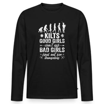 Kilt écossais disant jupe écossaise Écosse - T-shirt manches longues Premium bio Homme - noir - Devant - Nico (187cm)