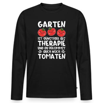Garten Therapie Tomaten Tomatensorten Gartenfreund - Männer Premium Bio Langarmshirt - Schwarz - Vorne - Nico (187cm)