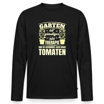 Garten Therapie Tomaten Tomatensorten Gartenfreund - Männer Premium Bio Langarmshirt - Schwarz - Vorne - Nico (187cm)