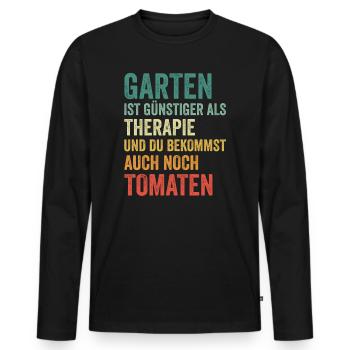 Garten Therapie Tomaten Tomatensorten Gartenfreund - Männer Premium Bio Langarmshirt - Schwarz - Vorne - Nico (187cm)