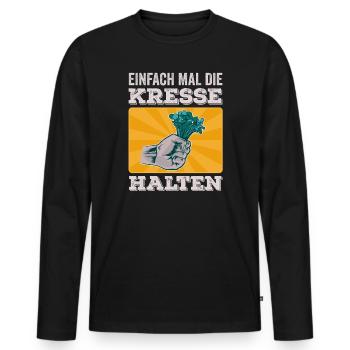 Einfach Mal die Kresse Halten Gartenlust Gärtner - Männer Premium Bio Langarmshirt - Schwarz - Vorne - Nico (187cm)