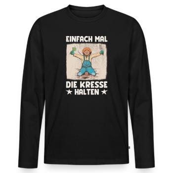Einfach Mal die Kresse Halten Gartenlust Gärtner - Männer Premium Bio Langarmshirt - Schwarz - Vorne - Nico (187cm)