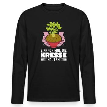 Einfach Mal die Kresse Halten Gartenlust Gärtner - Männer Premium Bio Langarmshirt - Schwarz - Vorne - Nico (187cm)