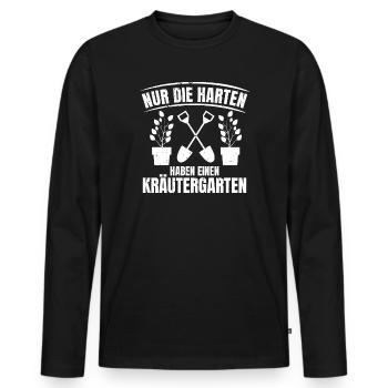 Die Harten Haben Kräutergarten Gartenarbeit - Männer Premium Bio Langarmshirt - Schwarz - Vorne - Nico (187cm)