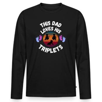 Papas Drillinge - Männer Premium Bio Langarmshirt - Schwarz - Vorne - Nico (187cm)