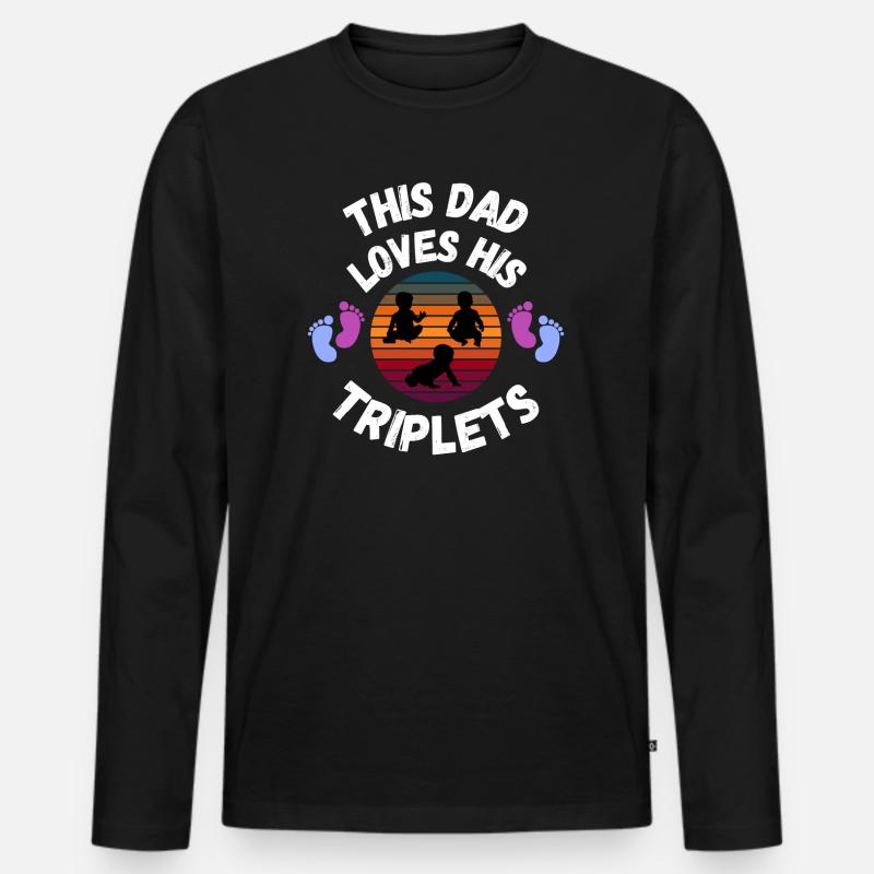 Papas Drillinge - Männer Premium Bio Langarmshirt - Schwarz