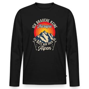Brauche Keine Therapie Alpen Alpenüberquerung - Männer Premium Bio Langarmshirt - Schwarz - Vorne - Nico (187cm)