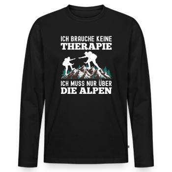 Brauche Keine Therapie Alpen Alpenüberquerung - Männer Premium Bio Langarmshirt - Schwarz - Vorne - Nico (187cm)