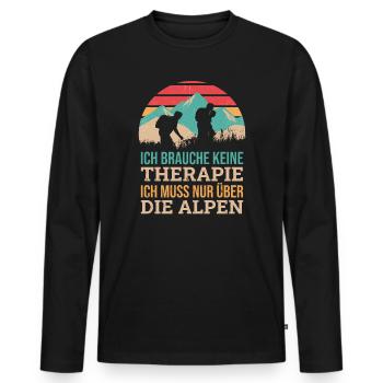 Brauche Keine Therapie Alpen Alpenüberquerung - Männer Premium Bio Langarmshirt - Schwarz - Vorne - Nico (187cm)