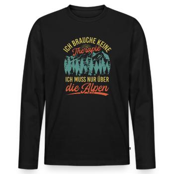 Brauche Keine Therapie Alpen Alpenüberquerung - Männer Premium Bio Langarmshirt - Schwarz - Vorne - Nico (187cm)