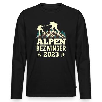 Alpenbezwinger 2023 Alpenüberquerung Finisher - Männer Premium Bio Langarmshirt - Schwarz - Vorne - Nico (187cm)