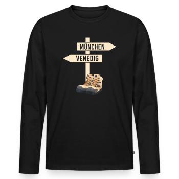 Crossing the Alps Munich Venice Long-Distance Hiking Trail - Men's Premium Organic Long Sleeve Shirt - black - Front - Nico (187cm)
