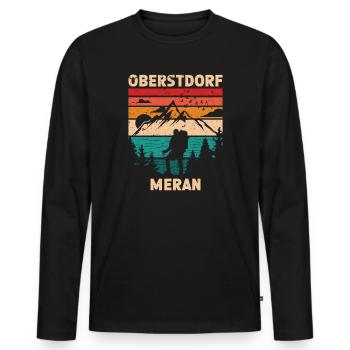 Crossing the Alps Oberstdorf Merano E5 long-distance hiking trail - Men's Premium Organic Long Sleeve Shirt - black - Front - Nico (187cm)