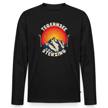 Alpenüberquerung Tegernsee Sterzing - Männer Premium Bio Langarmshirt - Schwarz - Vorne - Nico (187cm)