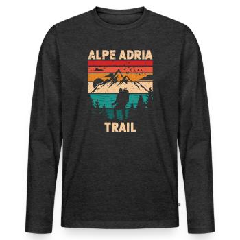Alpenüberquerung Alpe Adria Trail Ferwanderweg - Männer Premium Bio Langarmshirt - Anthrazit meliert - Vorne - Nico (187cm)