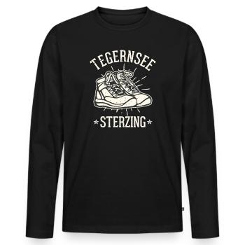 Alpenüberquerung Tegernsee Sterzing - Männer Premium Bio Langarmshirt - Schwarz - Vorne - Nico (187cm)