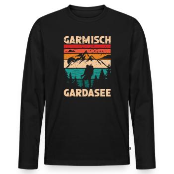 Alpenüberquerung Garmisch Gardasee - Männer Premium Bio Langarmshirt - Schwarz - Vorne - Nico (187cm)