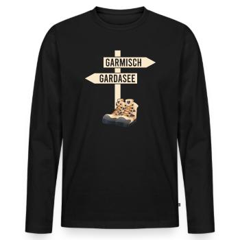 Crossing the Alps Garmisch Lake Garda - Men's Premium Organic Long Sleeve Shirt - black - Front - Nico (187cm)