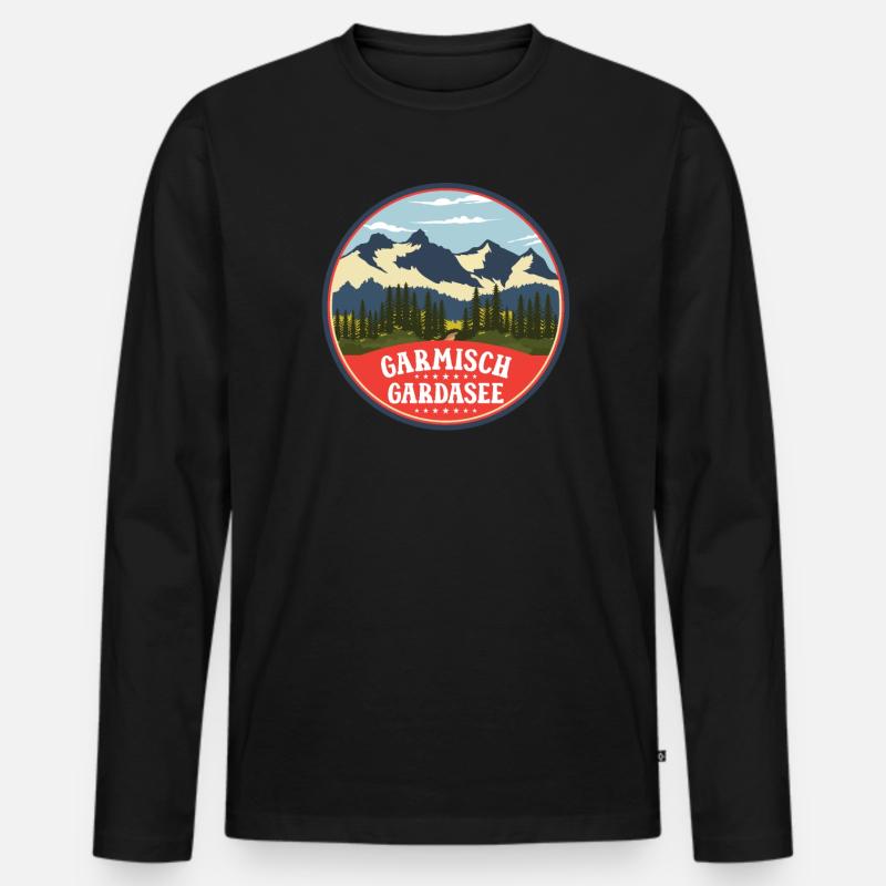 Alpenüberquerung Garmisch Gardasee - Männer Premium Bio Langarmshirt - Schwarz