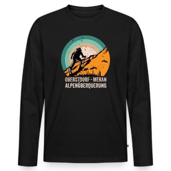 Crossing the Alps Oberstdorf Merano E5 long-distance hiking trail - Men's Premium Organic Long Sleeve Shirt - black - Front - Nico (187cm)