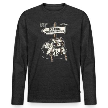 Alpenüberquerung Oberstdorf Meran E5 Fernwanderweg - Männer Premium Bio Langarmshirt - Anthrazit meliert - Vorne - Nico (187cm)