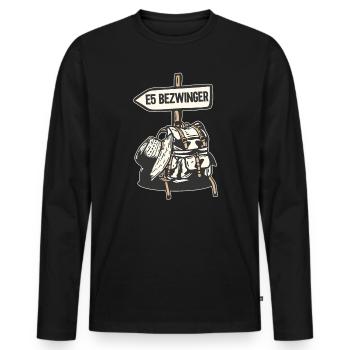 Alpenüberquerung Oberstdorf Meran E5 Fernwanderweg - Männer Premium Bio Langarmshirt - Schwarz - Vorne - Nico (187cm)