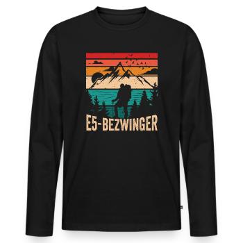 Alpenüberquerung Oberstdorf Meran E5 Fernwanderweg - Männer Premium Bio Langarmshirt - Schwarz - Vorne - Nico (187cm)