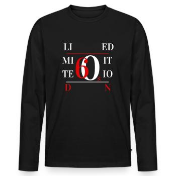 60er Jahre limitierte Auflage - Männer Premium Bio Langarmshirt - Schwarz - Vorne - Nico (187cm)