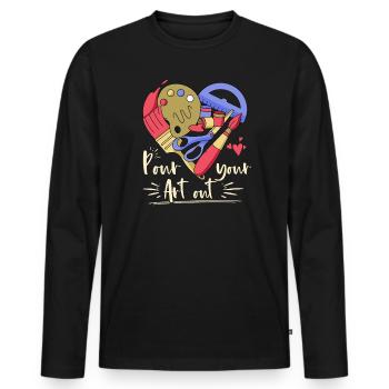 Art Teacher Funny Saying Art Course Art Class - Men's Premium Organic Long Sleeve Shirt - black - Front - Nico (187cm)