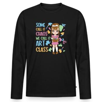 Kunstlehrer Lustiger Spruch Kunstkurs Kunstklasse - Männer Premium Bio Langarmshirt - Schwarz - Vorne - Nico (187cm)