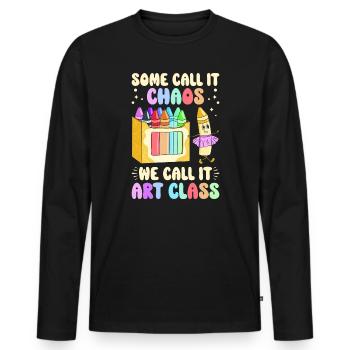 Art Teacher Funny Saying Art Course Art Class - Men's Premium Organic Long Sleeve Shirt - black - Front - Nico (187cm)