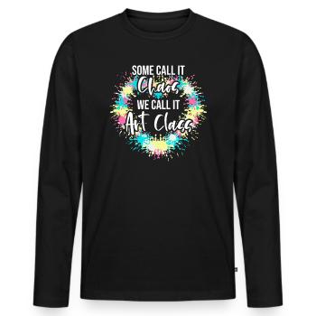 Art Teacher Funny Saying Art Course Art Class - Men's Premium Organic Long Sleeve Shirt - black - Front - Nico (187cm)