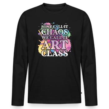 Art Teacher Funny Saying Art Course Art Class - Men's Premium Organic Long Sleeve Shirt - black - Front - Nico (187cm)