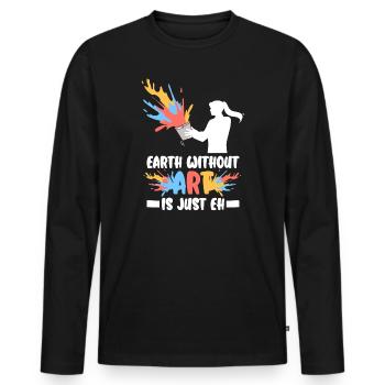 Professeur d’art Drôle de dicteur Cours d’art Cours d’art - T-shirt manches longues Premium bio Homme - noir - Devant - Nico (187cm)